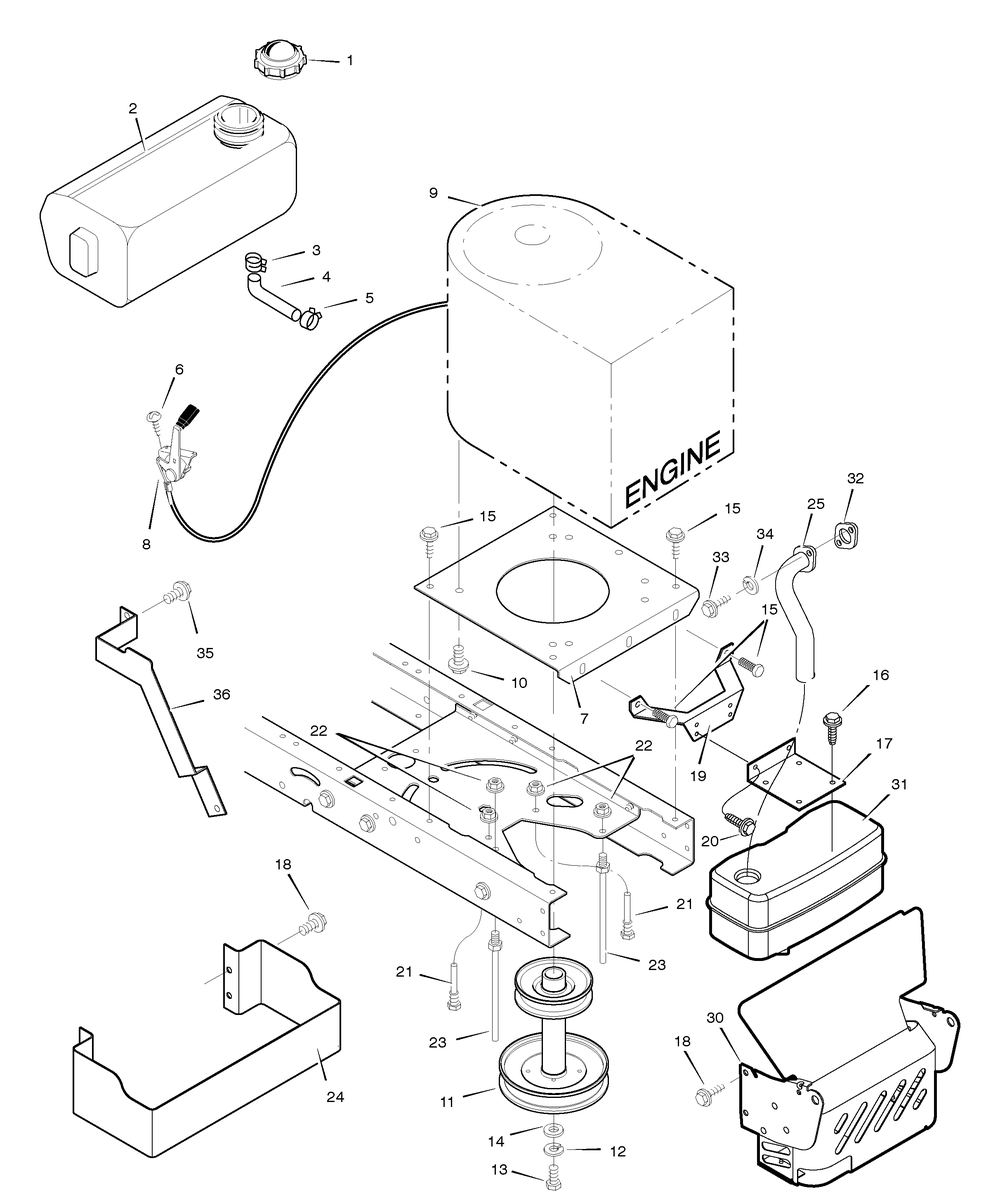 Engine Mount Diagram and Parts List for 385002X50A 2005 Briggs and Stratton Lawn Tractor